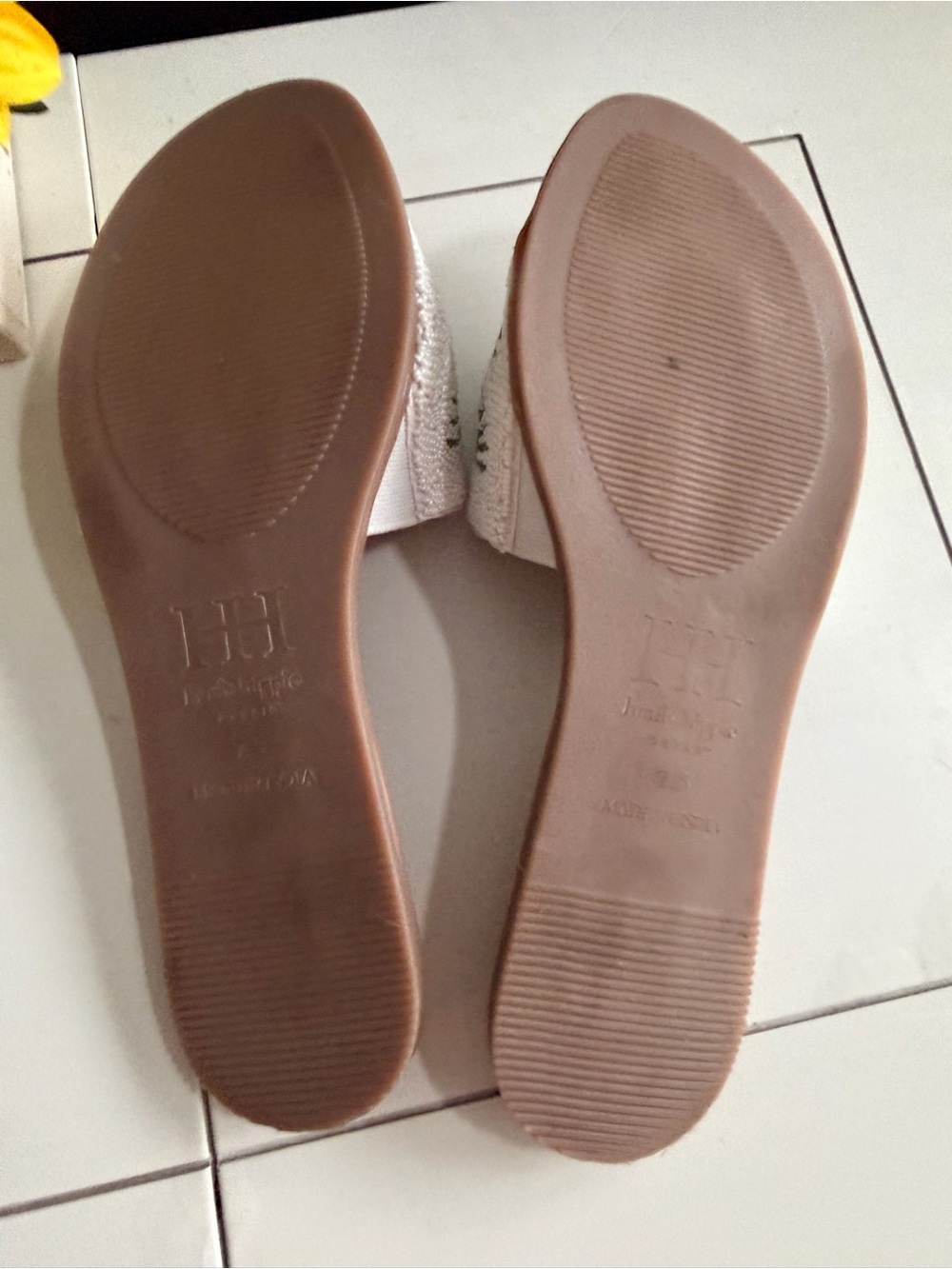 Haute Hippie Beaded Palm Tree Cream Slide Sandals Size 7.5 - Picture 5 of 5